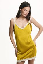 Vestido Duda Cetim Dourado | Duda Gold Satin Dress