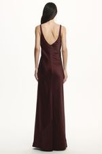 VESTIDO CETIM LONGO SOL X THAISE JURIATTI MARROM | Sol x Thaise Juriatti Long Satin Brown Dress