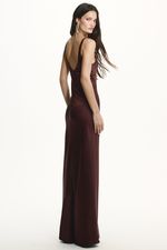 VESTIDO CETIM LONGO SOL X THAISE JURIATTI MARROM | Sol x Thaise Juriatti Long Satin Brown Dress