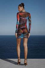 Vestido Tule Argola Tropicália Azul