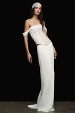 Saia Longa Cetim Off White | Off-White Satin Maxi Skirt
