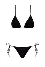 Top Cortininha Preto | Curtain Black Gloss Bikini Top