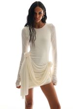 Vestido Assimétrico Tule Flor Off White | ASYMMETRICAL FLOWER TULLE DRESS – OFF WHITE