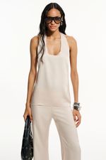 Calça Cós Reto Cetim Marfim | IVORY STRAIGHT-WAIST SATIN PANTS