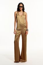 Calça Cós Reto Cetim Sahara | SAHARA STRAIGHT-WAIST SATIN PANTS