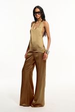 Calça Cós Reto Cetim Sahara | SAHARA STRAIGHT-WAIST SATIN PANTS