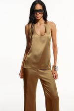 Calça Cós Reto Cetim Sahara | SAHARA STRAIGHT-WAIST SATIN PANTS