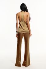Calça Cós Reto Cetim Sahara | SAHARA STRAIGHT-WAIST SATIN PANTS