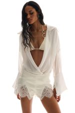 Mini Short Renda Off White | Off White Lace Mini Shorts