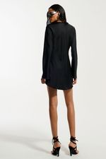 Vestido Cetim Manga Longa Preto SOL  BRAND X THAISE JURIATTI | Black Long Sleeve Satin Dress SOL BRAND X THAISE JURIATTI