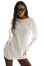 Vestido Cetim Manga Longa Off White SOL BRAND X THAISE JURIATTI | Off-White Long Sleeve Satin Dress SOL BRAND X THAISE JURIATTI