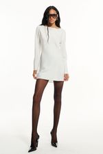 Vestido Cetim Manga Longa Off White SOL BRAND X THAISE JURIATTI | Off-White Long Sleeve Satin Dress SOL BRAND X THAISE JURIATTI