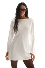 Vestido Cetim Manga Longa Off White SOL BRAND X THAISE JURIATTI | Off-White Long Sleeve Satin Dress SOL BRAND X THAISE JURIATTI