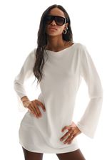 Vestido Cetim Manga Longa Off White SOL BRAND X THAISE JURIATTI | Off-White Long Sleeve Satin Dress SOL BRAND X THAISE JURIATTI
