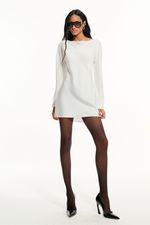 Vestido Cetim Manga Longa Off White SOL BRAND X THAISE JURIATTI | Off-White Long Sleeve Satin Dress SOL BRAND X THAISE JURIATTI