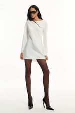 Vestido Cetim Manga Longa Off White SOL BRAND X THAISE JURIATTI | Off-White Long Sleeve Satin Dress SOL BRAND X THAISE JURIATTI