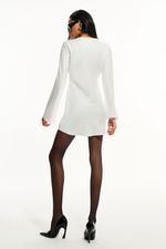 Vestido Cetim Manga Longa Off White SOL BRAND X THAISE JURIATTI | Off-White Long Sleeve Satin Dress SOL BRAND X THAISE JURIATTI