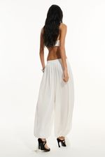 Top Drapê Cetim Off White  | Off-White Draped Satin Top