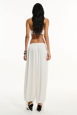 Top Drapê Cetim Off White  | Off-White Draped Satin Top