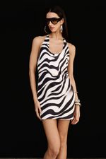 Vestido Halter Cetim Zebra | ZEBRA SATIN HALTER DRESS