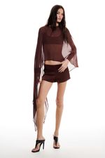 Blusa Fluída Assimétrica Marrom | BROWN ASYMMETRIC FLOWY TOP