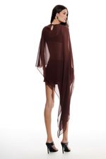 Blusa Fluída Assimétrica Marrom | BROWN ASYMMETRIC FLOWY TOP