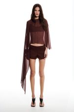 Mini Short Zyon Marrom | Zyon Brown Mini Shorts