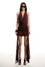 Blusa Slip de Ponta Marrom | BROWN POINTED SLIP TOP