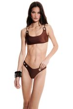 Top Maxi Ilhós Marrom | BROWN MAXI EYELET BIKINI TOP