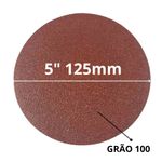 DISCO DE LIXA BASE VELCRO 125MM - 10PCS - GRÃO 100