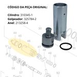 GOLPEADOR + CILINDRO + ANEL ORING DO MARTELETE HR2300 HR2600 HR2610 HR2610T HR2630