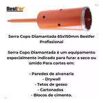 SERRA COPO DIAMANTADA EXTRA LONGA 65MM AR CONDICIONADO BESTFER