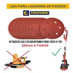KIT DISCO DE LIXA C/VELCRO Ø225MM 6 FUROS 15PCS LP-750