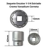 SOQUETE ENCAIXE 1-1/4 ESTRIADO CROMO VANADIUM CORNETA