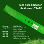 FACA LÂMINA DE 56MM E FURO CENTRAL 16MM TRAPP PARA MC-50E MC-60E RM-70E RM-80E