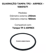 GUARNIÇÃO BORRACHA TAMPA DO TANQUE TP2 ARPREX - 7,2 LITROS