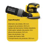 LIXADEIRA ROTO ORBITAL SCS220 - STANLEY 20V MAX S/BAT/CARREG