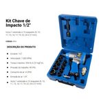 CHAVE DE IMPACTO 1/2 - 31 KGF - USO LEVE -  C/ KIT - EDA - PNEUMATICA - 8PM