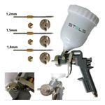 PISTOLA PINTURA GRAVIDADE 600ML COM 3 BICOS 1.2 1.5 1.8 STELS