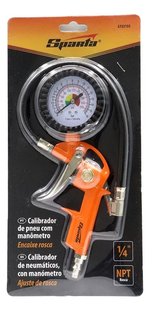 CALIBRADOR DE PNEUS PNEUMÁTICO 1/4 ROSCA NPT COM MANOMETRO SPARTA  