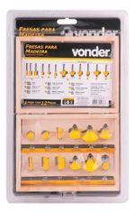 JOGO KIT MALETA DE FRESAS MADEIRA 12 PEÇAS METAL 6MM VONDER
