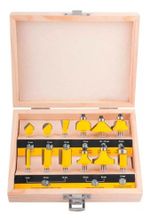 JOGO KIT MALETA DE FRESAS MADEIRA 12 PEÇAS METAL 6MM VONDER