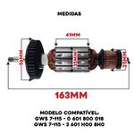 INDUZIDO ROTOR 220V ESMERILH BOSCH GWS 7-115 ANTIGA ORIGINAL
