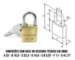 CADEADO LATÃO PADO 20MM MESMO SEGREDO MESMA CHAVE KIT 10 UN.