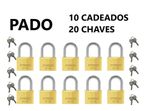 CADEADO LATÃO PADO 20MM MESMO SEGREDO MESMA CHAVE KIT 10 UN.