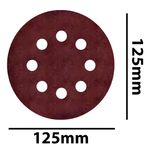 KIT COM 5 PEÇAS - DISCO LIXA PLUMA 125MM 8 FUROS GRAO 24  