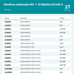 PARAFUSO SEXTAVADO P/ SERRA M4100NH 4X25 - MAKITA
