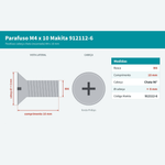 KIT 4 PARAFUSOS M4X10MM P/ TUPIA 6MM 3700B - MAKITA