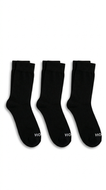 Kit 3 Pares Meias Hoahi Cano Longo Unissex Preto