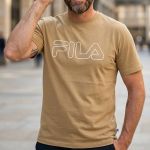 Camiseta Fila Regular Letter Outline Masculino Bege